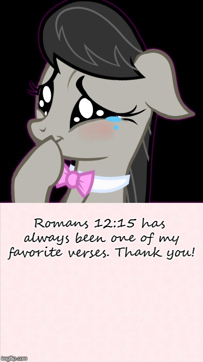 Romans 12:15 has always been one of my favorite verses. Thank you! | made w/ Imgflip meme maker