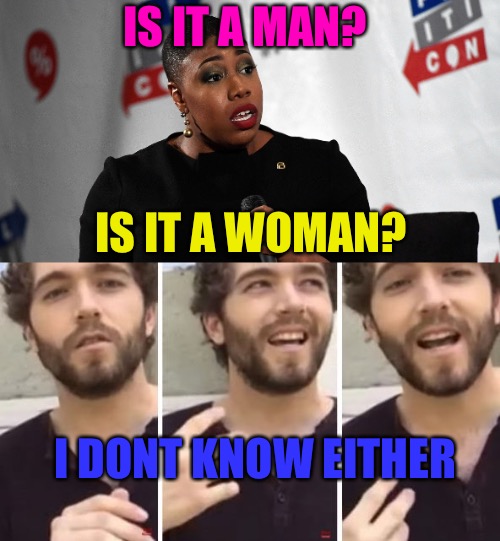 Spazmolytic  | IS IT A MAN? IS IT A WOMAN? I DONT KNOW EITHER | image tagged in transgender,cucks,confused,questions,lgbtq,scumbag hollywood | made w/ Imgflip meme maker