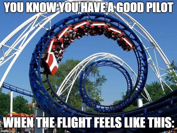 roller coaster | YOU KNOW YOU HAVE A GOOD PILOT WHEN THE FLIGHT FEELS LIKE THIS: | image tagged in roller coaster | made w/ Imgflip meme maker