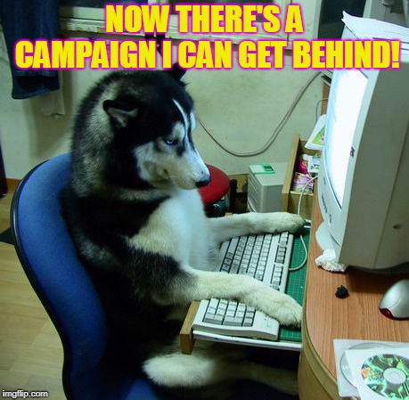 I Have No Idea What I Am Doing Meme | NOW THERE'S A CAMPAIGN I CAN GET BEHIND! | image tagged in memes,i have no idea what i am doing | made w/ Imgflip meme maker