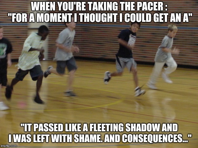 WHEN YOU'RE TAKING THE PACER : "FOR A MOMENT I THOUGHT I COULD GET AN A"; "IT PASSED LIKE A FLEETING SHADOW AND I WAS LEFT WITH SHAME. AND CONSEQUENCES..." | image tagged in lando | made w/ Imgflip meme maker