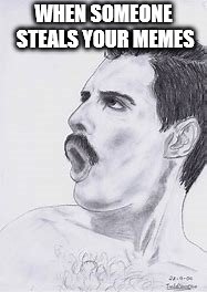 WHEN SOMEONE STEALS YOUR MEMES | image tagged in freddie mercury,memes | made w/ Imgflip meme maker