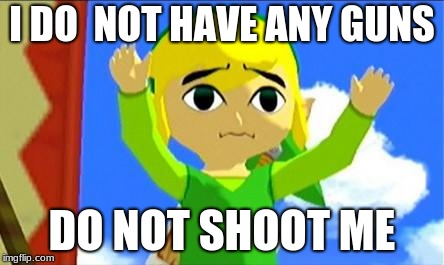 Baby Link | I DO  NOT HAVE ANY GUNS; DO NOT SHOOT ME | image tagged in baby link | made w/ Imgflip meme maker