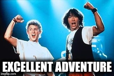 Wyld Stallyns Bill and Ted | EXCELLENT ADVENTURE | image tagged in wyld stallyns bill and ted | made w/ Imgflip meme maker