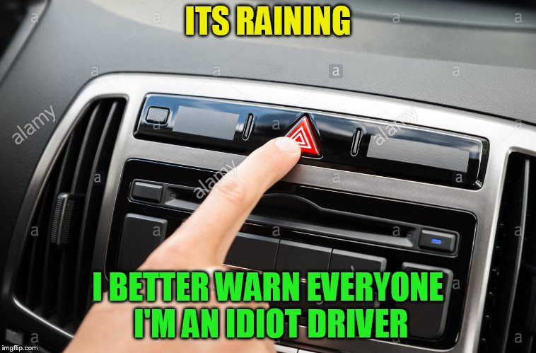 ITS RAINING I BETTER WARN EVERYONE I'M AN IDIOT DRIVER | made w/ Imgflip meme maker