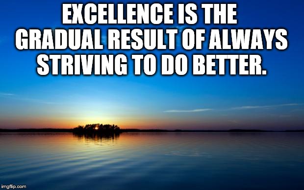 Inspirational Quote | EXCELLENCE IS THE GRADUAL RESULT OF ALWAYS STRIVING TO DO BETTER. | image tagged in inspirational quote | made w/ Imgflip meme maker