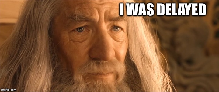 delayed gandalf | I WAS DELAYED | image tagged in delayed gandalf | made w/ Imgflip meme maker