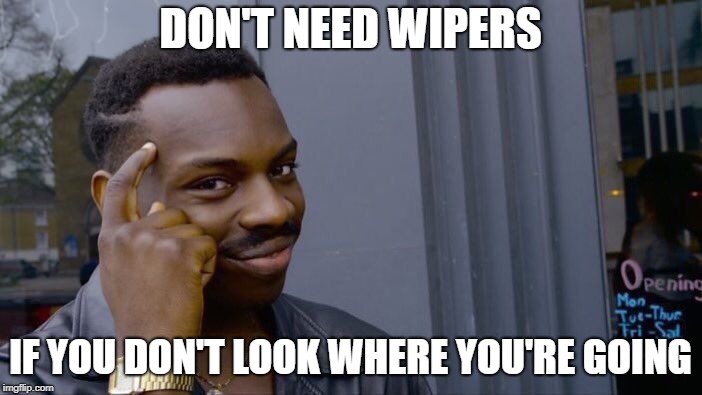 Roll Safe Think About It Meme | DON'T NEED WIPERS IF YOU DON'T LOOK WHERE YOU'RE GOING | image tagged in memes,roll safe think about it | made w/ Imgflip meme maker