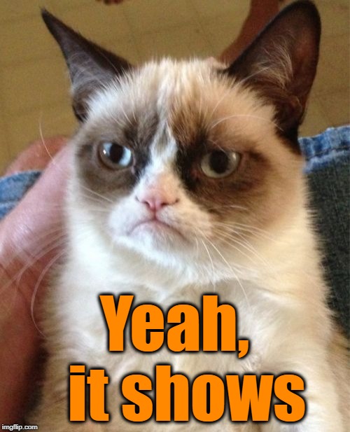 Grumpy Cat Meme | Yeah,  it shows | image tagged in memes,grumpy cat | made w/ Imgflip meme maker