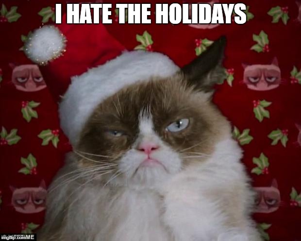 Grumpy Cat Christmas | I HATE THE HOLIDAYS | image tagged in grumpy cat christmas | made w/ Imgflip meme maker