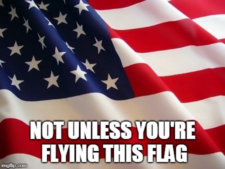 American flag | NOT UNLESS YOU'RE FLYING THIS FLAG | image tagged in american flag | made w/ Imgflip meme maker