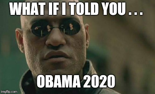 Matrix Morpheus | WHAT IF I TOLD YOU . . . OBAMA 2020 | image tagged in memes,matrix morpheus | made w/ Imgflip meme maker