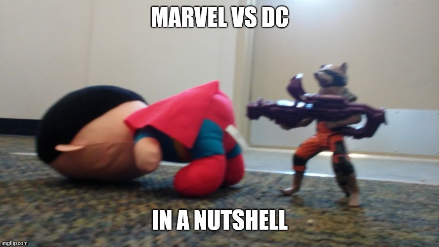 MARVEL VS DC; IN A NUTSHELL | image tagged in landob509 | made w/ Imgflip meme maker