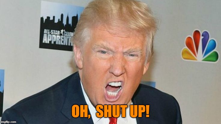 OH,  SHUT UP! | image tagged in trump mad | made w/ Imgflip meme maker