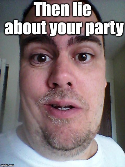 Then lie about your party | image tagged in zafnloodls | made w/ Imgflip meme maker