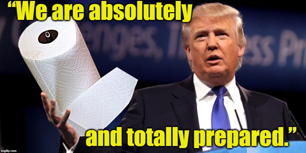 Totally prepared | “We are absolutely; and totally prepared.” | image tagged in donald trump,hurricane florence,paper towels | made w/ Imgflip meme maker