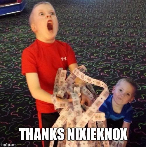 Excited Kid | THANKS NIXIEKNOX | image tagged in excited kid | made w/ Imgflip meme maker
