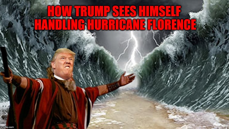 Stay Put...I Got This | HOW TRUMP SEES HIMSELF HANDLING HURRICANE FLORENCE | image tagged in trump,hurricane florence | made w/ Imgflip meme maker