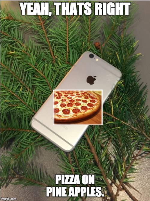 YEAH, THATS RIGHT; PIZZA ON PINE APPLES. | image tagged in pineapple | made w/ Imgflip meme maker