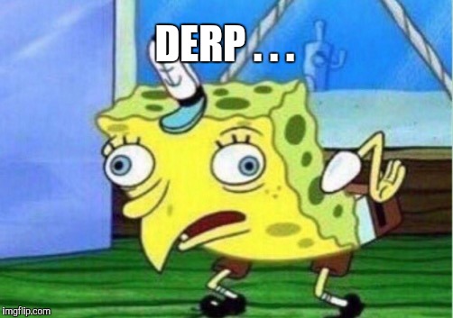 Mocking Spongebob Meme | DERP . . . | image tagged in memes,mocking spongebob | made w/ Imgflip meme maker