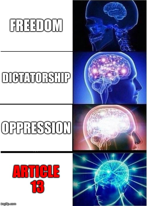 Expanding Brain | FREEDOM; DICTATORSHIP; OPPRESSION; ARTICLE 13 | image tagged in memes,expanding brain | made w/ Imgflip meme maker