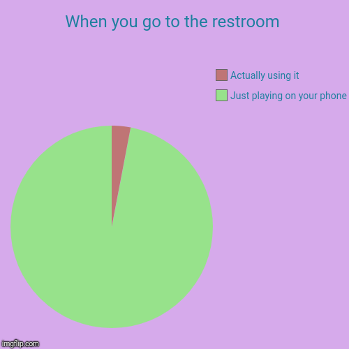 When you go to the restroom | Just playing on your phone, Actually using it | image tagged in funny,pie charts | made w/ Imgflip chart maker