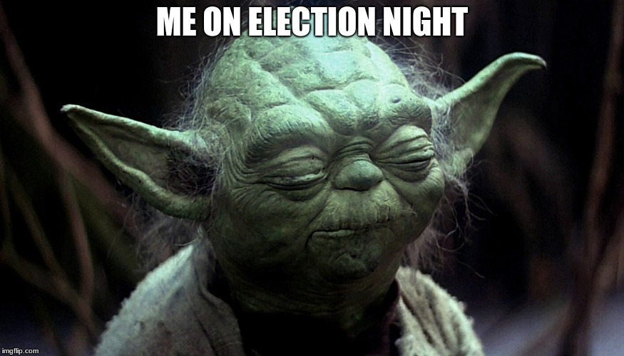 Yodo Contemplative | ME ON ELECTION NIGHT | image tagged in yodo contemplative | made w/ Imgflip meme maker