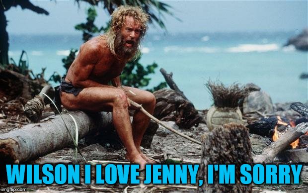 Wilson - Tom Hanks | WILSON I LOVE JENNY, I'M SORRY | image tagged in wilson - tom hanks | made w/ Imgflip meme maker