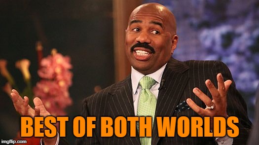 shrug | BEST OF BOTH WORLDS | image tagged in shrug | made w/ Imgflip meme maker