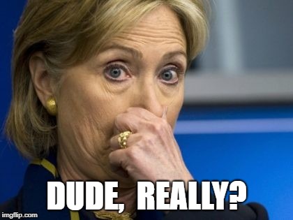 Hillary hold nose | DUDE,  REALLY? | image tagged in hillary hold nose | made w/ Imgflip meme maker