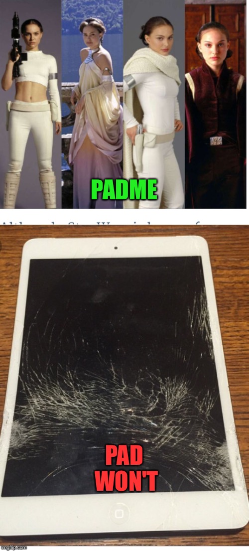 PADME; PAD WON'T | image tagged in i have the low ground,stop reading the tags | made w/ Imgflip meme maker