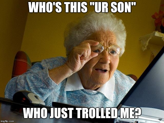 Grandma Finds The Internet | WHO'S THIS "UR SON"; WHO JUST TROLLED ME? | image tagged in memes,grandma finds the internet | made w/ Imgflip meme maker