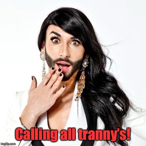 Sarcastic Transsexual | Calling all tranny’s! | image tagged in sarcastic tranny | made w/ Imgflip meme maker