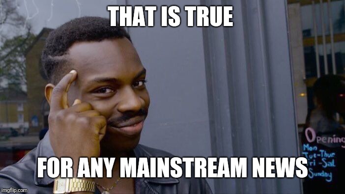 Roll Safe Think About It Meme | THAT IS TRUE FOR ANY MAINSTREAM NEWS | image tagged in memes,roll safe think about it | made w/ Imgflip meme maker