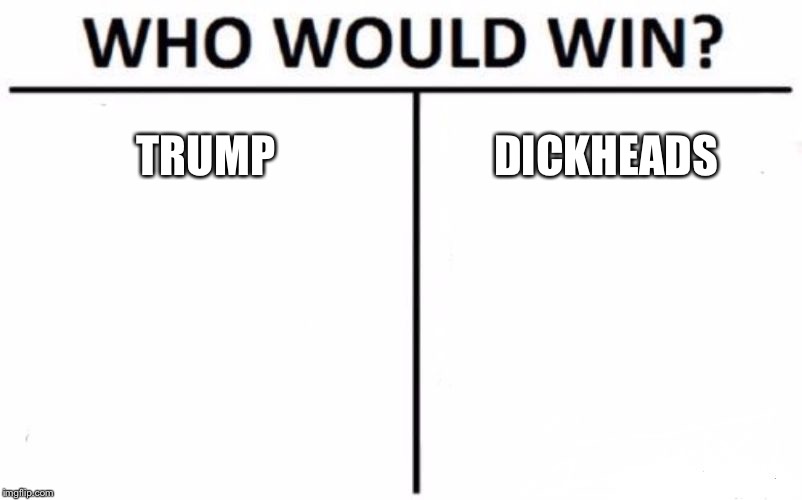 Who Would Win? Meme | TRUMP; DICKHEADS | image tagged in memes,who would win | made w/ Imgflip meme maker