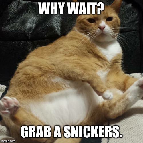 WHY WAIT? GRAB A SNICKERS. | made w/ Imgflip meme maker