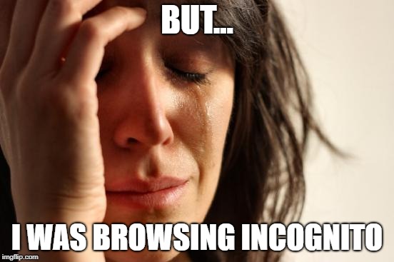 First World Problems Meme | BUT... I WAS BROWSING INCOGNITO | image tagged in memes,first world problems | made w/ Imgflip meme maker