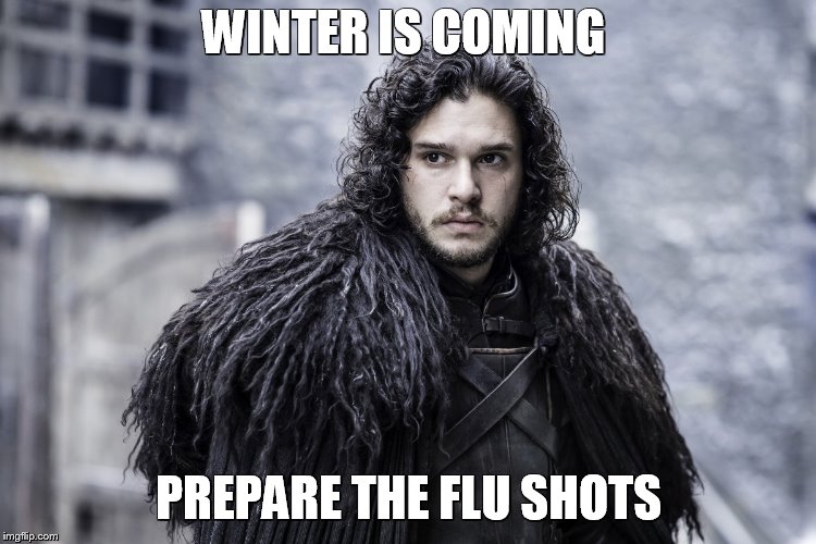 winter is coming | WINTER IS COMING; PREPARE THE FLU SHOTS | image tagged in winter is coming | made w/ Imgflip meme maker