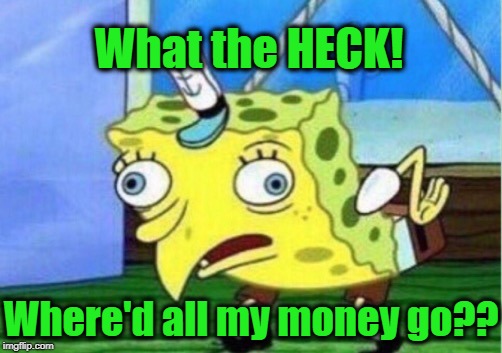 Mocking Spongebob Meme | What the HECK! Where'd all my money go?? | image tagged in memes,mocking spongebob | made w/ Imgflip meme maker
