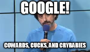 google cucks&cribabies | GOOGLE! COWARDS, CUCKS, AND CRYBABIES | image tagged in google tape,google fascists,liberal fascism,google cucks,enemies of the people | made w/ Imgflip meme maker