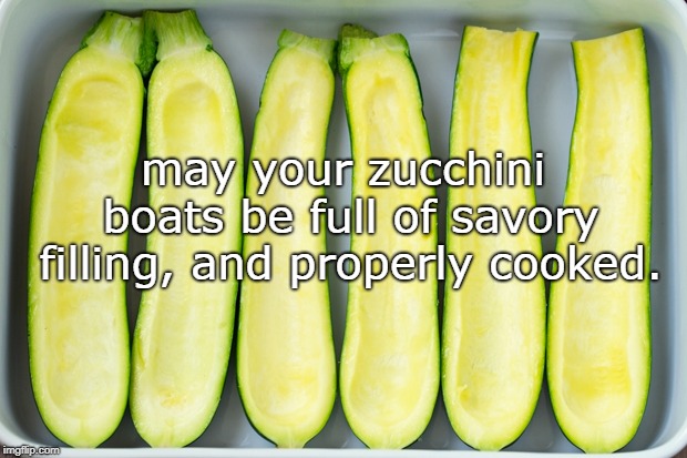 savory zucchini boats are a favorite | may your zucchini boats be full of savory filling, and properly cooked. | image tagged in zucchini,cooked properly,love summer | made w/ Imgflip meme maker