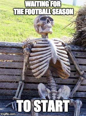 Waiting Skeleton Meme | WAITING FOR THE FOOTBALL SEASON; TO START | image tagged in memes,waiting skeleton | made w/ Imgflip meme maker