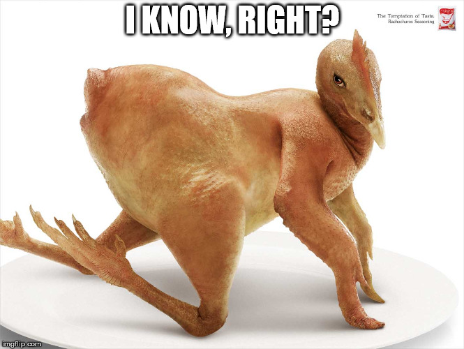 Sexy Chicken Posing | I KNOW, RIGHT? | image tagged in sexy chicken posing | made w/ Imgflip meme maker