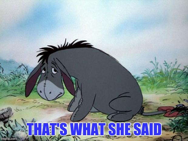 eeyore | THAT'S WHAT SHE SAID | image tagged in eeyore | made w/ Imgflip meme maker