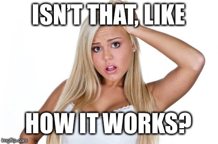 Dumb Blonde | ISN’T THAT, LIKE HOW IT WORKS? | image tagged in dumb blonde | made w/ Imgflip meme maker