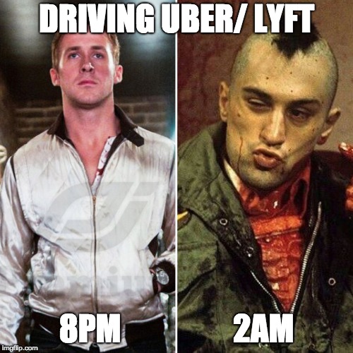 Driving Uber Lyft | DRIVING UBER/ LYFT; 8PM                  2AM | image tagged in driving uber lyft | made w/ Imgflip meme maker