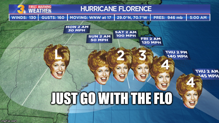 Hurricane Florence | JUST GO WITH THE FLO | image tagged in hurricane florence | made w/ Imgflip meme maker