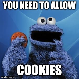 cookie monster | YOU NEED TO ALLOW COOKIES | image tagged in cookie monster | made w/ Imgflip meme maker