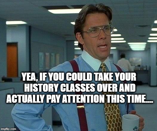 That Would Be Great Meme | YEA, IF YOU COULD TAKE YOUR HISTORY CLASSES OVER AND ACTUALLY PAY ATTENTION THIS TIME.... | image tagged in memes,that would be great | made w/ Imgflip meme maker