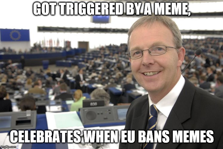 This guy is a bitter enemy of the Meme Empire | GOT TRIGGERED BY A MEME, CELEBRATES WHEN EU BANS MEMES | image tagged in memes,axel voss | made w/ Imgflip meme maker